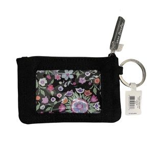 Vera Bradley Black Zip Wallet/ID case with Key Ring "Lighten Up"